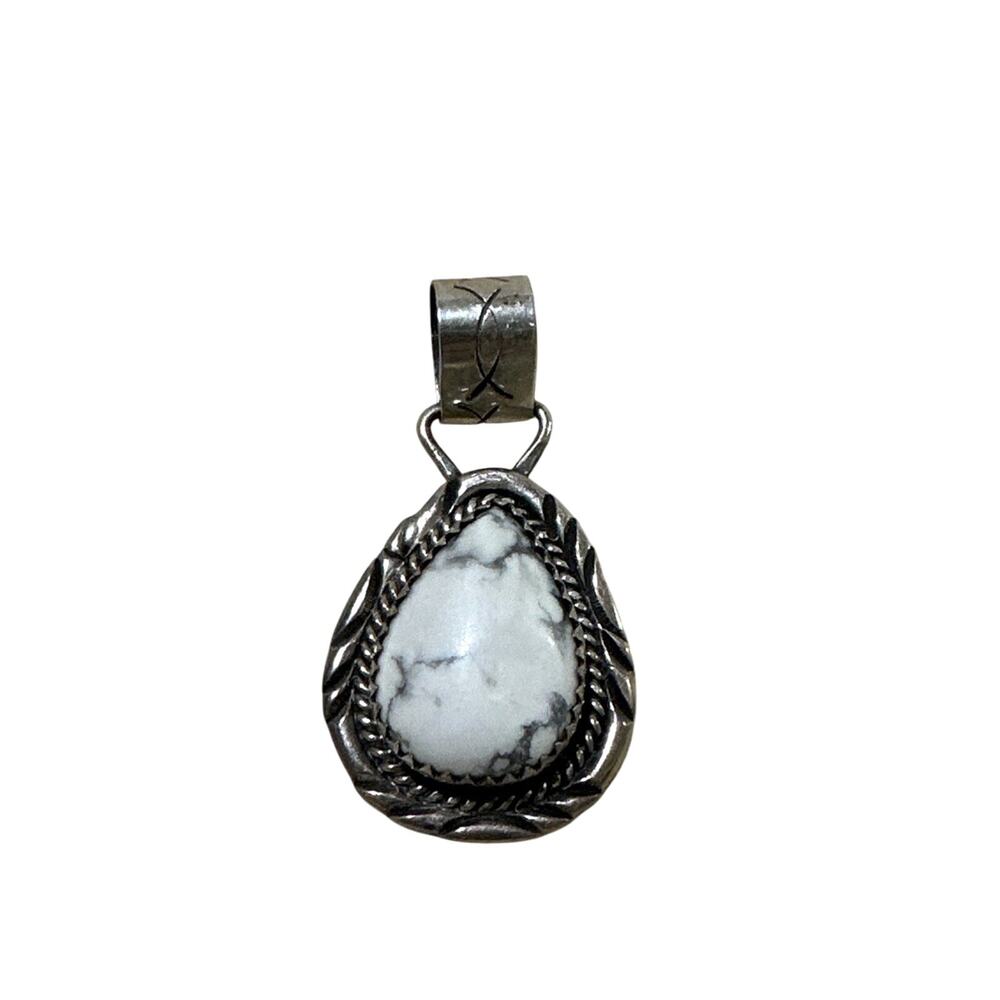 Sterling Silver & White Buffalo Navajo Handmade Pendant